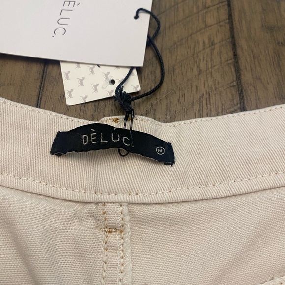 DELUC Raw hem ivory stretch denim skirt M NWT - Picture 6 of 7